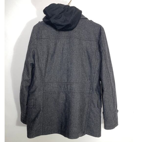 Express Wool Blend Double Breasted Coat with Zip-Out Hoodie - Men's Size S - Picture 3 of 14